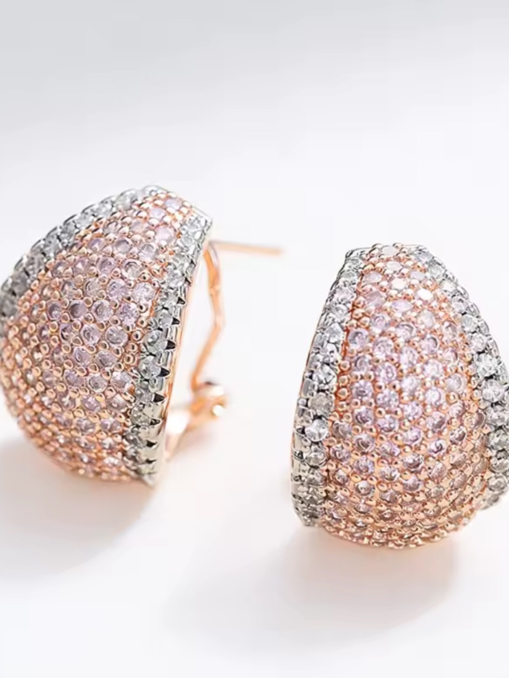 Rose Gold Sparkling Classic Stud Earrings - Picture 9 of 9